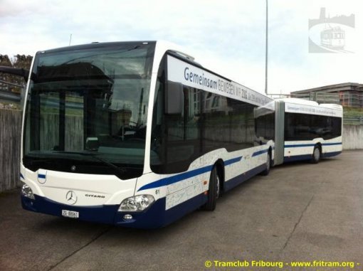 Autobus ZVB no 61 en essai aux TPF à Bulle le 8.11.2012
